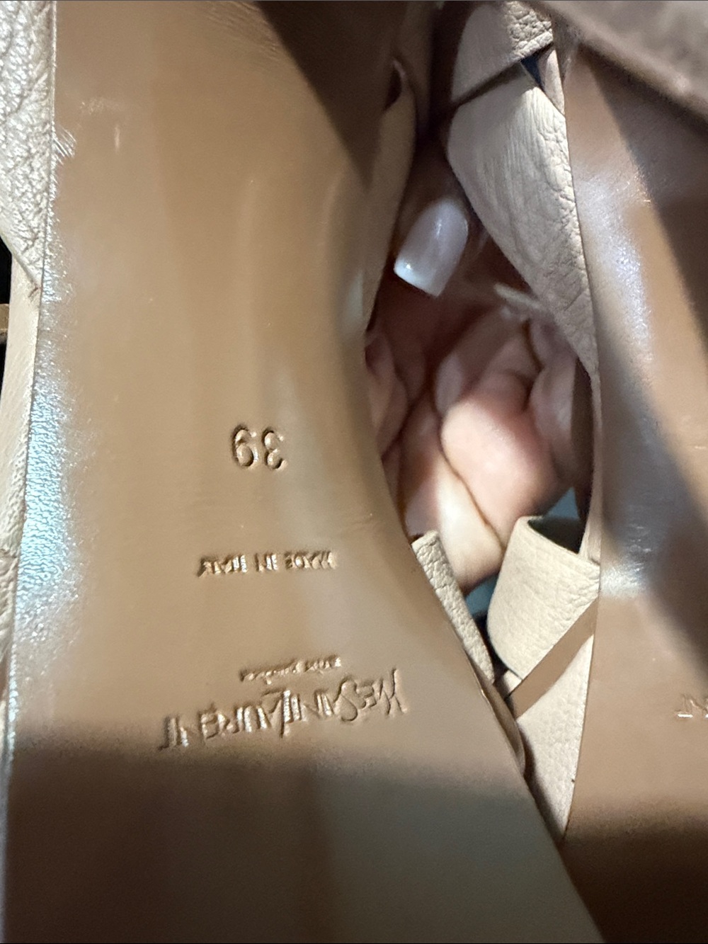 Saint Laurent Nude Tribute Leather Knot-Strap Heels - Picture 7 of 12